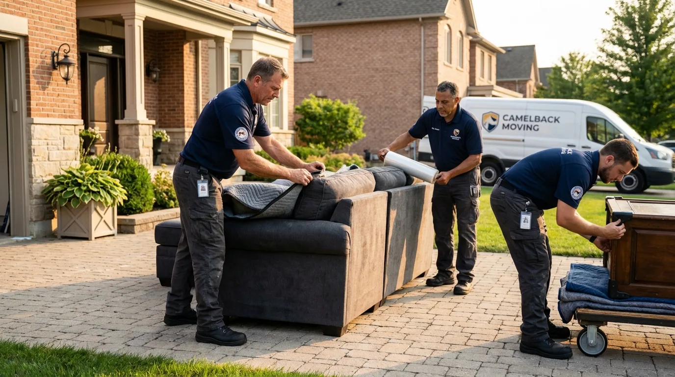 Large estate moving crew wrapping furniture in Delmar, NY