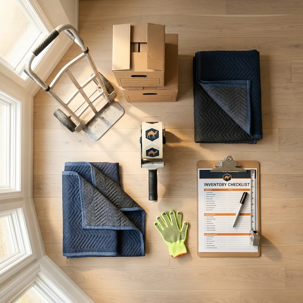 Professional moving supplies and packing materials layout for Delmar residential relocations